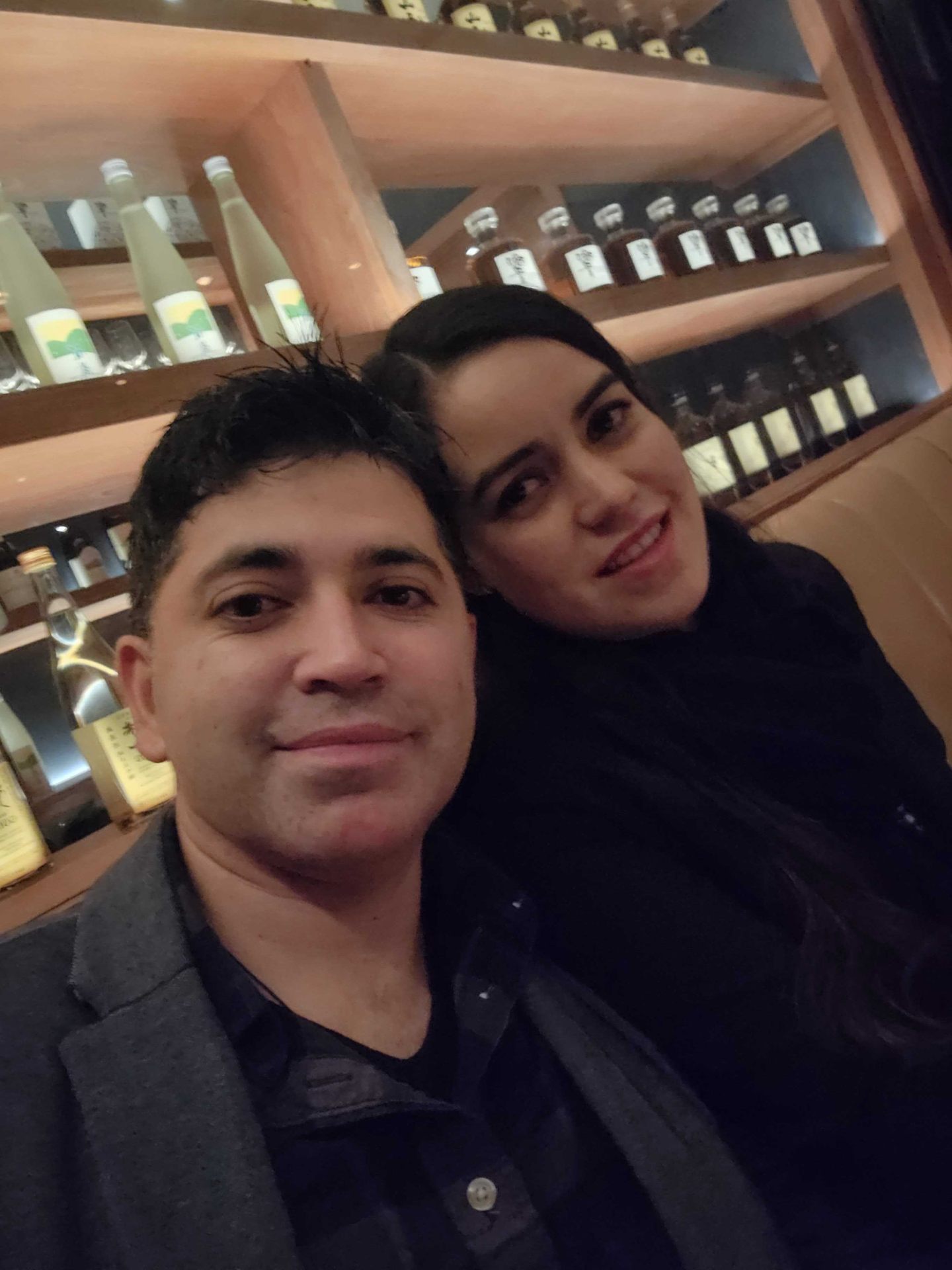 Angélica and Esteban together at a restaurant