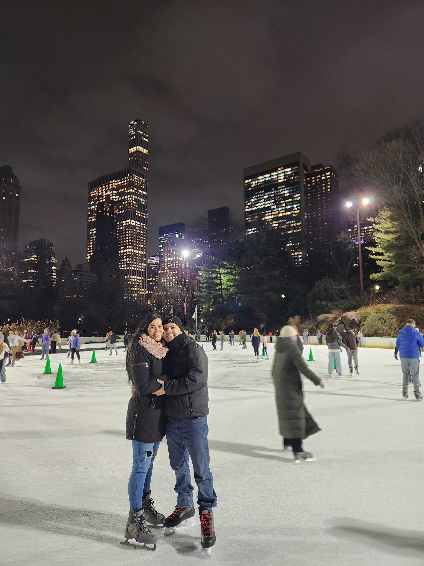 Angélica and Esteban ice skating in New York City