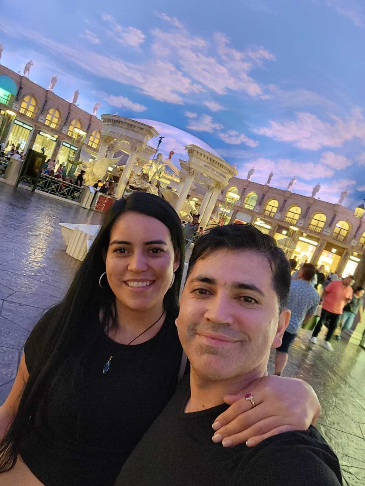 Angélica and Esteban in Las Vegas at sunset